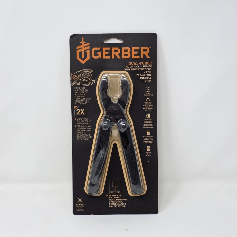 Gerber Gear Dual-Force Multitool  Heavy Duty‎ Center Axis Driver Black 12 Tools
